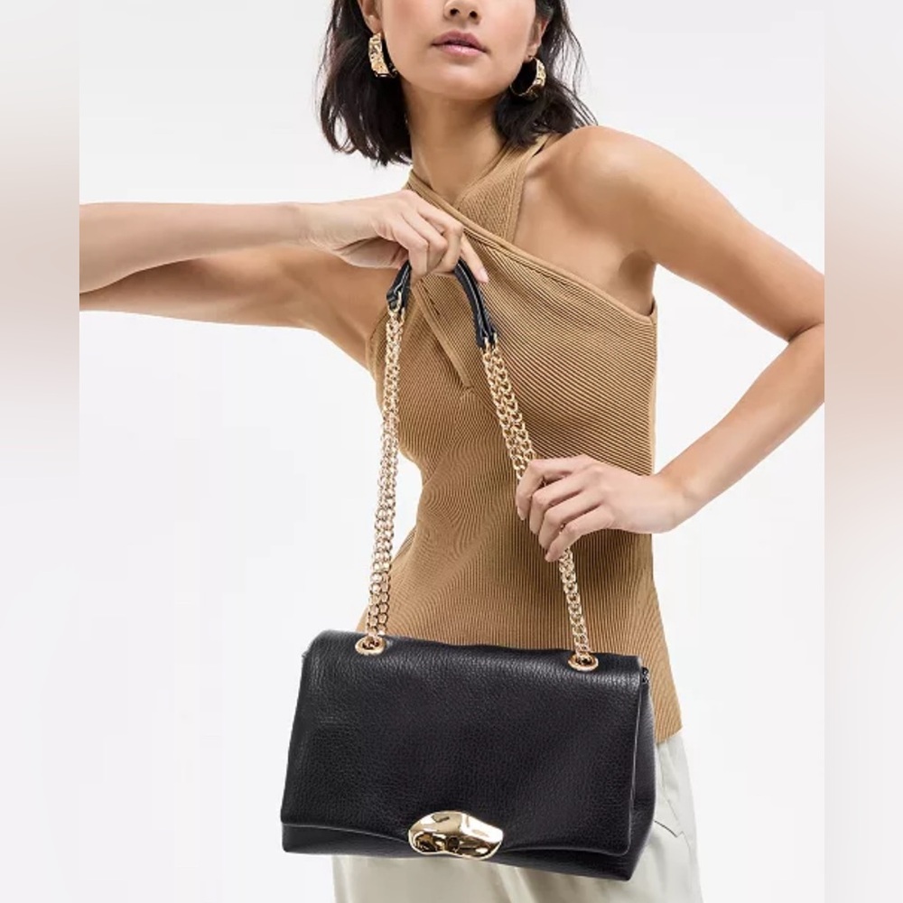NEW! INC INTERNATIONAL CONCEPTS Black Ajae Flap Sculpt Shoulder Bag NWT! - Picture 4 of 14